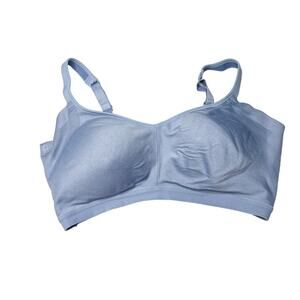 Warner's Easy Does It Underarm-Smoothing Seamless Stretch Comfort Bra Blue XL